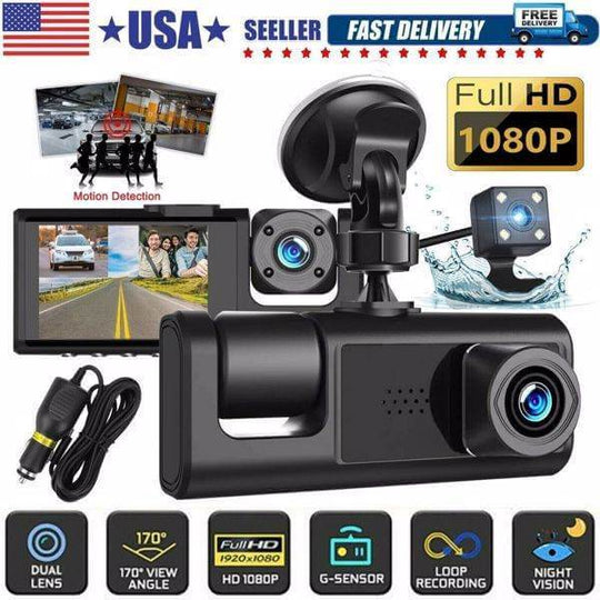 High Definition 1080P Front And Rear Built-in Dual Lens Car Dashcam - Gadget Aliens