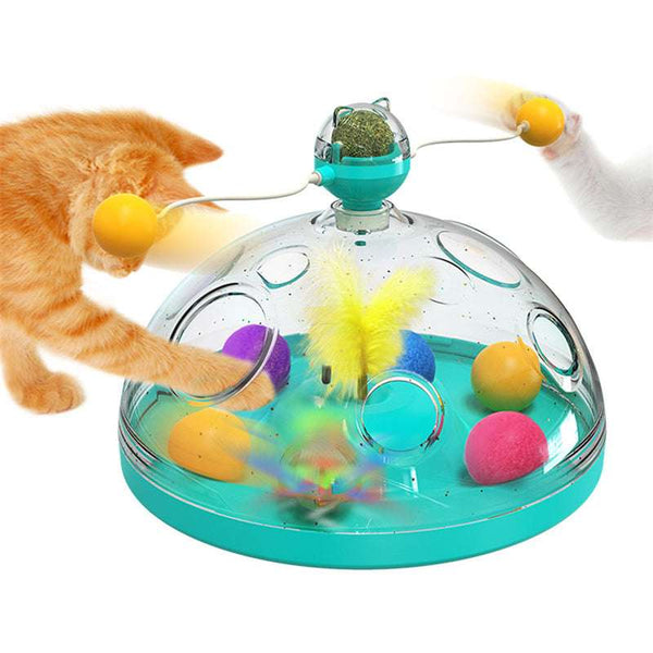 Multi-Functional Interactive Cat Toy – Twirling Stick, Catnip Ball & Enrichment Puzzle Feeder