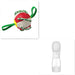 Red and white ball with green rope and a white handheld device on a white background
