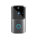 Smart HD video doorbell with built-in 2-way intercom, infrared night vision, and motion detection—mounted on a front door for enhanced home security.