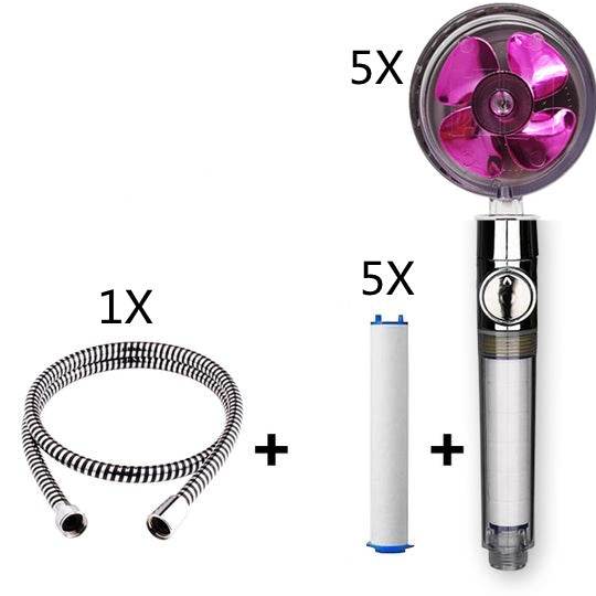 Propeller Driven Shower Head With Stop Button And Cotton Filter Turbocharged High Pressure Handheld Shower Nozzle - Gadget Aliens 