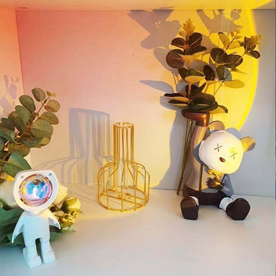 Rainbow Sunset Light Projector Lamp Atmosphere Led Night Light Romantic Mood Light Projector For Home Room Background Wall Decor Cute Robot Night Light Perfect For Home Decor - Gadget Aliens 