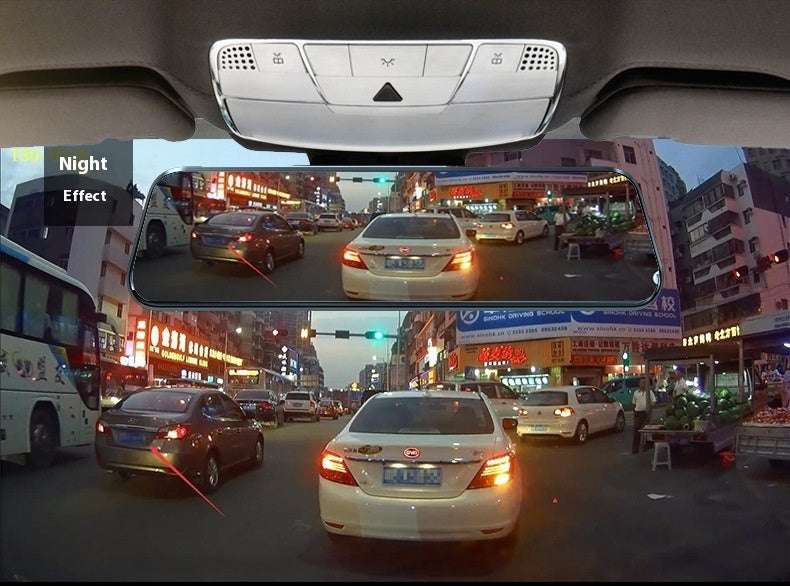 Streaming Media Rearview Mirror Tachograph 10-inch Full Screen Touch HD Night Vision Front And Rear Dual Lens Reversing Image