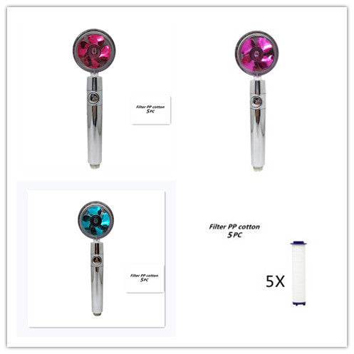 Propeller Driven Shower Head With Stop Button And Cotton Filter Turbocharged High Pressure Handheld Shower Nozzle - Gadget Aliens 