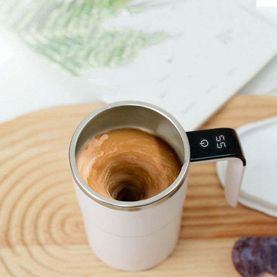 Electric Coffee Mug USB Rechargeable Automatic Magnetic Cup IP67 Waterproof Food-Safe Stainless Steel For Juice Tea Milksha Kitchen Gadgets - Gadget Aliens 