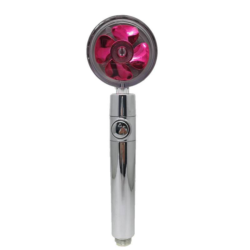Propeller Driven Shower Head With Stop Button And Cotton Filter Turbocharged High Pressure Handheld Shower Nozzle - Gadget Aliens 