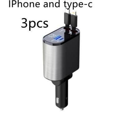 Metal Car Charger 100W Super Fast Charging Car Cigarette Lighter USB And TYPE-C Adapter - Gadget Aliens