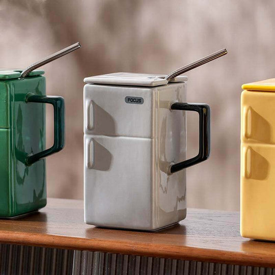 Creative Retro Refrigerator Lid Straw Ceramic Cup Kitchen Gadgets - Gadget Aliens 
