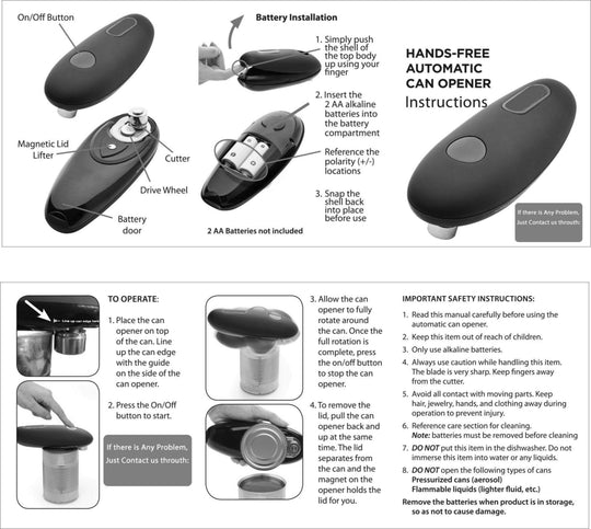 Electric Can Opener Automatic Jar Bottle Can Machine One Touch Portable Kitchen Hand Free Opening Opener Tool Gadgets - Gadget Aliens 