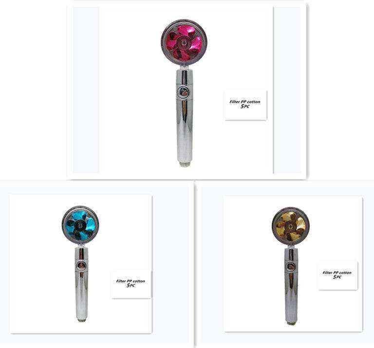 Propeller Driven Shower Head With Stop Button And Cotton Filter Turbocharged High Pressure Handheld Shower Nozzle - Gadget Aliens 
