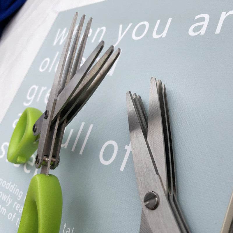 Multifunctional Multi-layer Green Onion Scissors Stainless Steel Onion Cutting Knife Herb Seaweed Spice Scissors Kitchen Scissor Kitchen Gadgets - Gadget Aliens