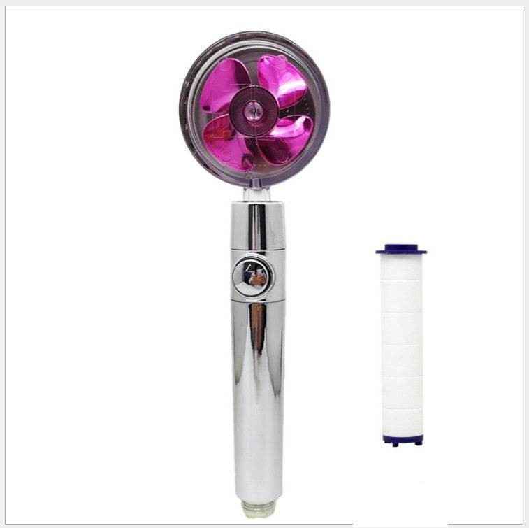 Propeller Driven Shower Head With Stop Button And Cotton Filter Turbocharged High Pressure Handheld Shower Nozzle - Gadget Aliens 