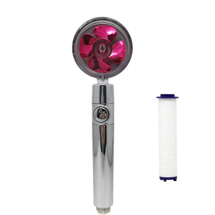 Propeller Driven Shower Head With Stop Button And Cotton Filter Turbocharged High Pressure Handheld Shower Nozzle - Gadget Aliens 