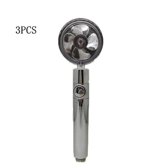 Propeller Driven Shower Head With Stop Button And Cotton Filter Turbocharged High Pressure Handheld Shower Nozzle - Gadget Aliens