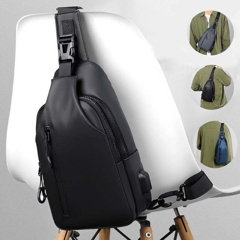 Black Sling Crossbody Backpack Shoulder Bag For Men Chest Bag - Gadget Aliens