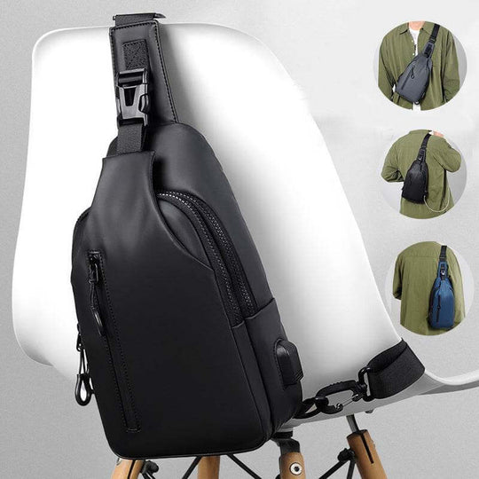 Black Sling Crossbody Backpack Shoulder Bag For Men Chest Bag - Gadget Aliens