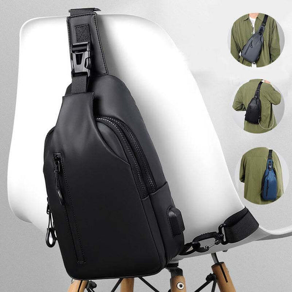 Black Sling Crossbody Backpack Shoulder Bag For Men Chest Bag - Gadget Aliens 