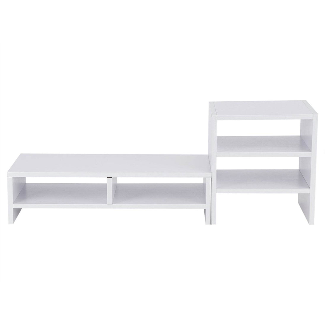 Computer Laptop Monitor Riser Stand Desktop Wooden Storage Organizer 3 Layer Shelf (White) - Gadget Aliens