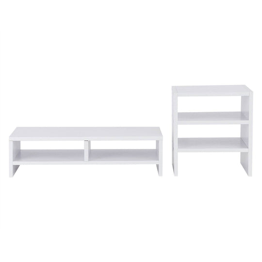 Computer Laptop Monitor Riser Stand Desktop Wooden Storage Organizer 3 Layer Shelf (White) - Gadget Aliens