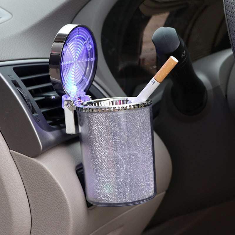 Car Ashtray With LED Light RGB Ambient Light Cigarette Cigar Ash Tray Container Trash Can Portable Ashtray Auto Accessories - Gadget Aliens
