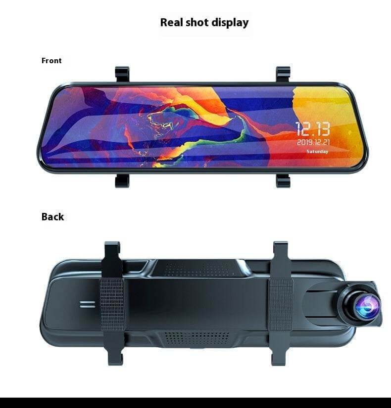 Streaming Media Rearview Mirror Tachograph 10-inch Full Screen Touch HD Night Vision Front And Rear Dual Lens Reversing Image - Gadget Aliens