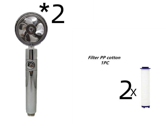 Propeller Driven Shower Head With Stop Button And Cotton Filter Turbocharged High Pressure Handheld Shower Nozzle - Gadget Aliens