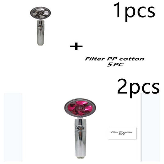 Propeller Driven Shower Head With Stop Button And Cotton Filter Turbocharged High Pressure Handheld Shower Nozzle - Gadget Aliens