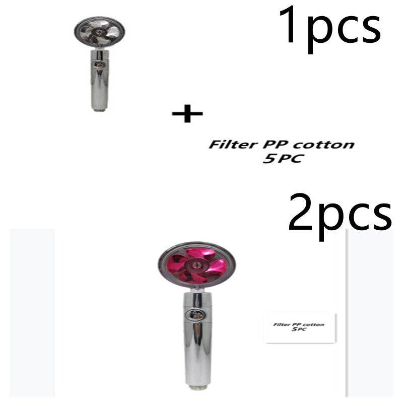 Propeller Driven Shower Head With Stop Button And Cotton Filter Turbocharged High Pressure Handheld Shower Nozzle - Gadget Aliens 
