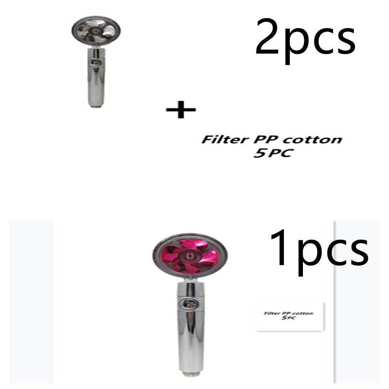 Propeller Driven Shower Head With Stop Button And Cotton Filter Turbocharged High Pressure Handheld Shower Nozzle - Gadget Aliens 