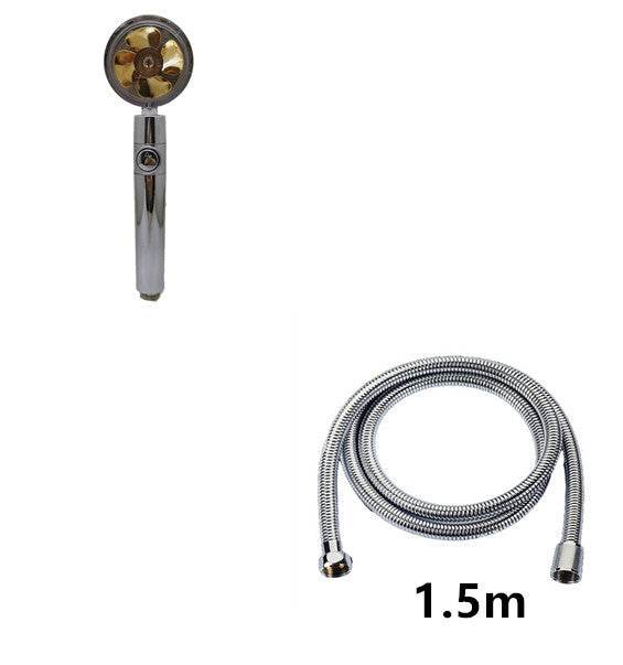 Propeller Driven Shower Head With Stop Button And Cotton Filter Turbocharged High Pressure Handheld Shower Nozzle - Gadget Aliens 