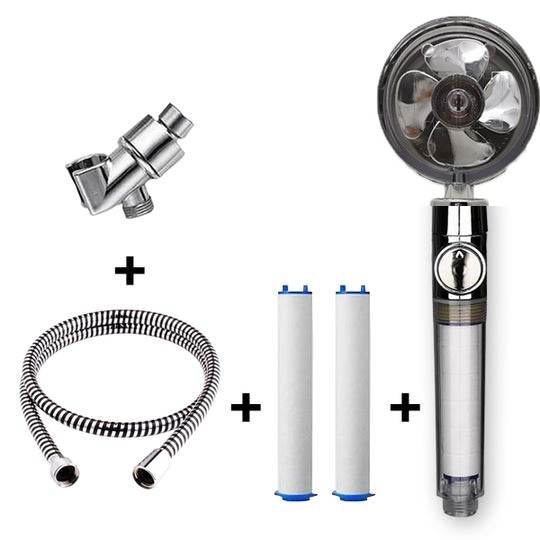Propeller Driven Shower Head With Stop Button And Cotton Filter Turbocharged High Pressure Handheld Shower Nozzle - Gadget Aliens 