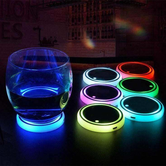 Colorful Cup Holder LED Light-up Coaster Solar & USB Charging Non-slip Coaster Ambient Light For Car Automatically - Gadget Aliens
