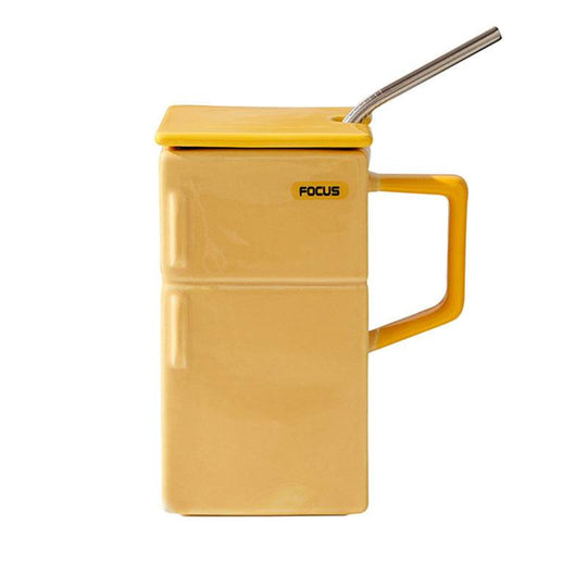 Creative Retro Refrigerator Lid Straw Ceramic Cup Kitchen Gadgets - Gadget Aliens 