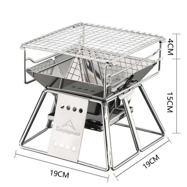 Portable Stainless Steel BBQ Grill Non-stick Surface Folding Barbecue Grill Outdoor Camping Picnic Tool - Gadget Aliens 