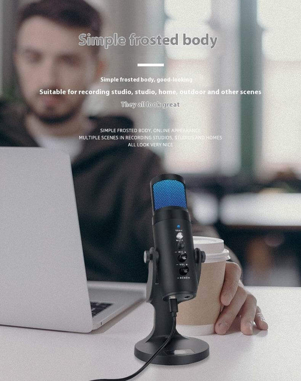 RGB Colorful Breathing Ambience Light USB Condenser Microphone - Gadget Aliens