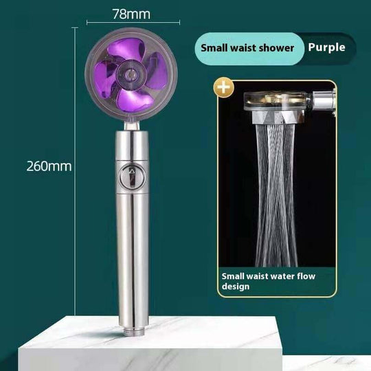 Propeller Driven Shower Head With Stop Button And Cotton Filter Turbocharged High Pressure Handheld Shower Nozzle - Gadget Aliens