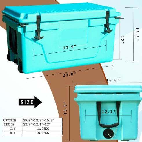 Trending Blue Color 65QT Outdoor Cooler Fish Ice Chest Box Popular Camping Cooler Box - Gadget Aliens