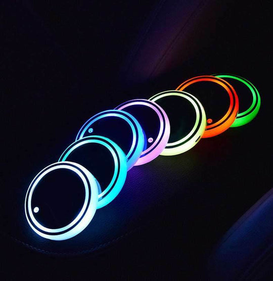 Colorful Cup Holder LED Light-up Coaster Solar & USB Charging Non-slip Coaster Ambient Light For Car Automatically - Gadget Aliens